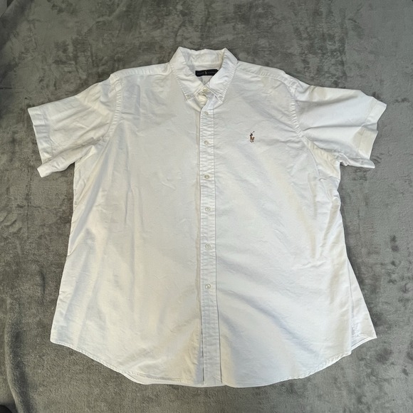 Ralph Lauren Shirt Men's XXL White Short Sleeve Classic Fit Cotton Button Down - Picture 2 of 6